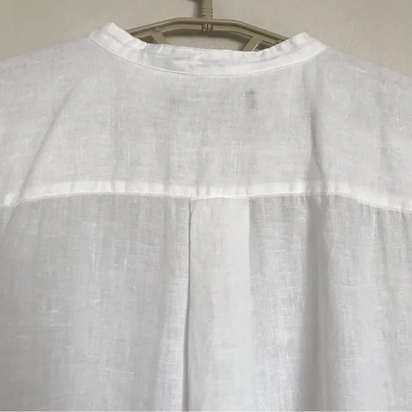 Lauren Ralph Lauren Striped Linen Tunic Top Size 2X White Band Collar Relax Fit - Picture 8 of 15